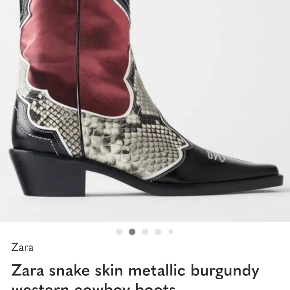 Zara Red, Black and Snake-Print Western Ankle Boots - Picture 3 of 6